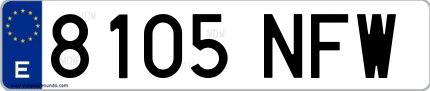 Ejemplo de matrícula española 8105 NFW
