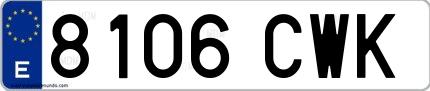 Ejemplo de matrícula española 8106 CWK