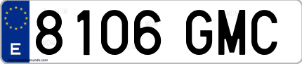 Ejemplo de matrícula de coche ordinaria 8106 GMC