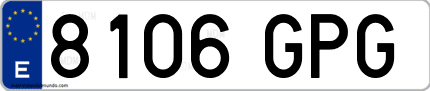 Ejemplo de matrícula de coche ordinaria 8106 GPG