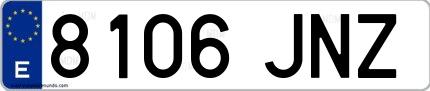 Ejemplo de matrícula española 8106 JNZ
