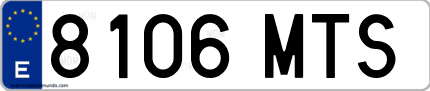 Ejemplo de matrícula de coche ordinaria 8106 MTS