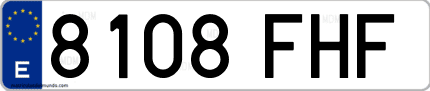 Ejemplo de matrícula de coche ordinaria 8108 FHF