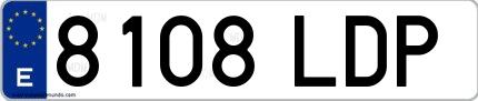 Ejemplo de matrícula española 8108 LDP