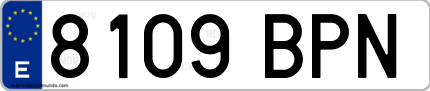 Ejemplo de matrícula de coche ordinaria 8109 BPN