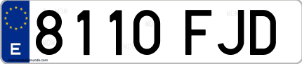 Ejemplo de matrícula de coche ordinaria 8110 FJD