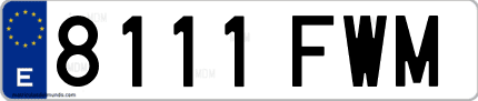 Ejemplo de matrícula de coche ordinaria 8111 FWM
