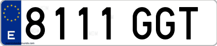 Ejemplo de matrícula de coche ordinaria 8111 GGT