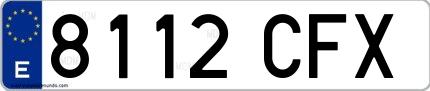 Ejemplo de matrícula española 8112 CFX