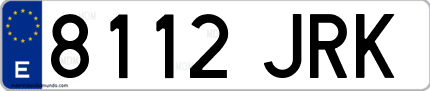 Ejemplo de matrícula de coche ordinaria 8112 JRK