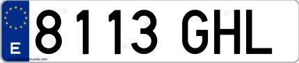 Ejemplo de matrícula española 8113 GHL