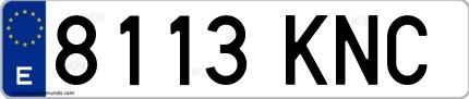 Ejemplo de matrícula española 8113 KNC