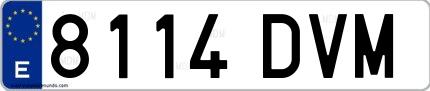 Ejemplo de matrícula española 8114 DVM