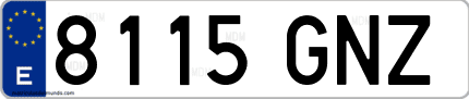 Ejemplo de matrícula de coche ordinaria 8115 GNZ