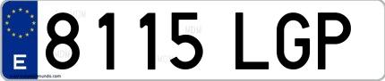 Ejemplo de matrícula española 8115 LGP