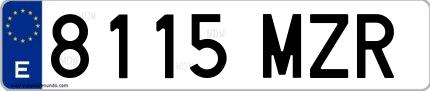 Ejemplo de matrícula española 8115 MZR