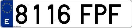 Ejemplo de matrícula española 8116 FPF