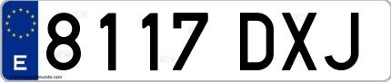 Ejemplo de matrícula española 8117 DXJ