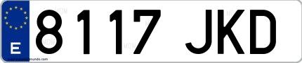 Ejemplo de matrícula española 8117 JKD