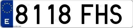 Ejemplo de matrícula española 8118 FHS