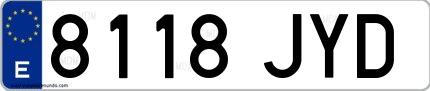Ejemplo de matrícula española 8118 JYD