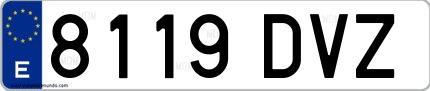 Ejemplo de matrícula española 8119 DVZ
