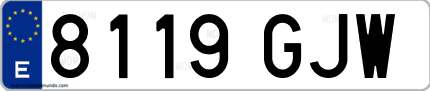 Ejemplo de matrícula de coche ordinaria 8119 GJW