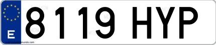 Ejemplo de matrícula española 8119 HYP