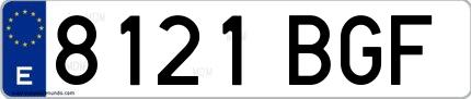 Ejemplo de matrícula española 8121 BGF