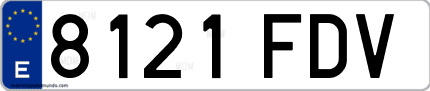 Ejemplo de matrícula de coche ordinaria 8121 FDV