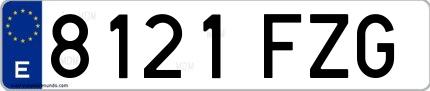 Ejemplo de matrícula española 8121 FZG