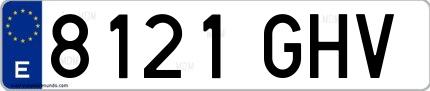 Ejemplo de matrícula española 8121 GHV