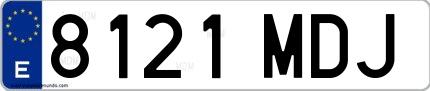 Ejemplo de matrícula española 8121 MDJ
