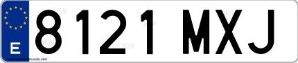 Ejemplo de matrícula española 8121 MXJ