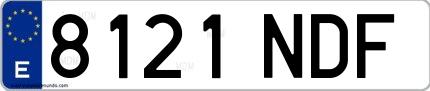 Ejemplo de matrícula española 8121 NDF