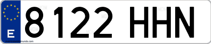 Ejemplo de matrícula de coche ordinaria 8122 HHN