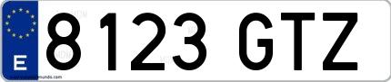 Ejemplo de matrícula española 8123 GTZ