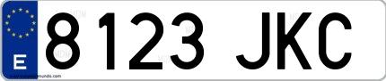Ejemplo de matrícula española 8123 JKC