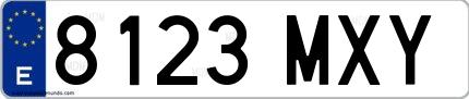 Ejemplo de matrícula española 8123 MXY