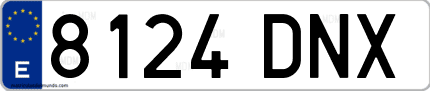 Ejemplo de matrícula de coche ordinaria 8124 DNX