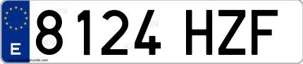 Ejemplo de matrícula española 8124 HZF