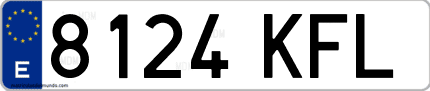 Ejemplo de matrícula de coche ordinaria 8124 KFL