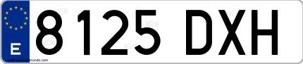 Ejemplo de matrícula española 8125 DXH