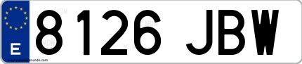 Ejemplo de matrícula española 8126 JBW