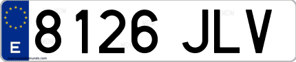 Ejemplo de matrícula de coche ordinaria 8126 JLV