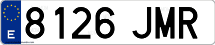 Ejemplo de matrícula de coche ordinaria 8126 JMR
