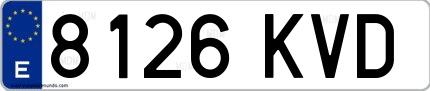 Ejemplo de matrícula española 8126 KVD