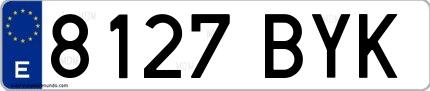Ejemplo de matrícula española 8127 BYK