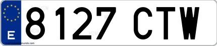 Ejemplo de matrícula española 8127 CTW
