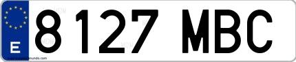 Ejemplo de matrícula española 8127 MBC